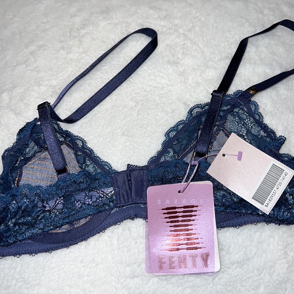 Savage x fenty denim navy color unlined bra bralette - Picture 4 of 4
